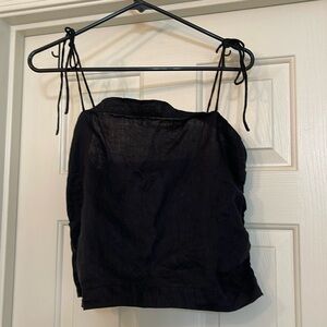 H&M Linen Black Crop Top Size L
